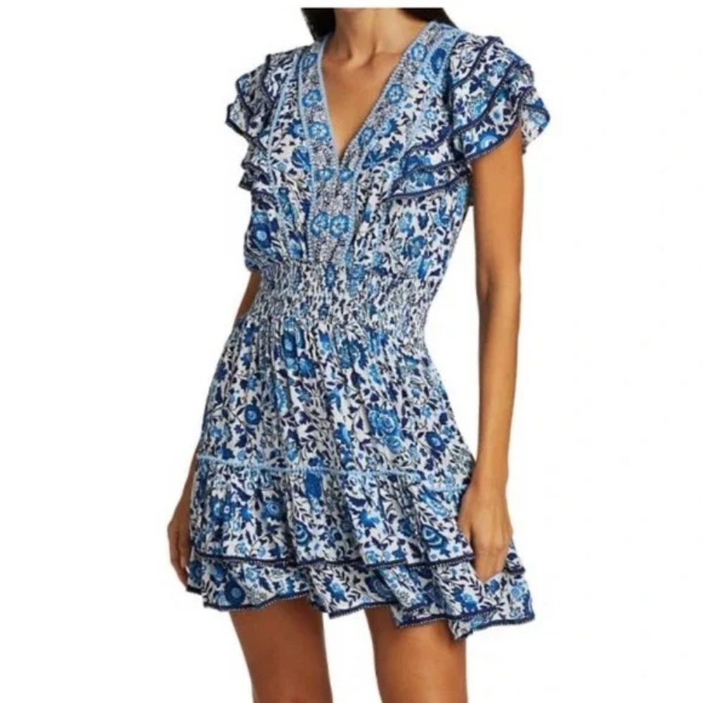Poupette St. Barth Blue Floral Mini Dress